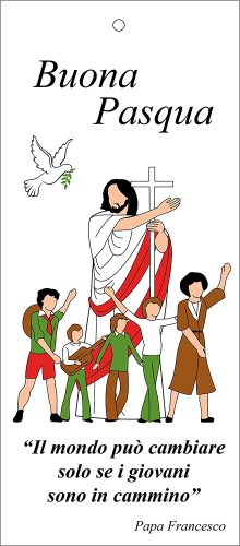 Busta porta ulivo cm 24x11 raffigurante il Cristo con i giovani